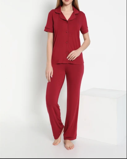 Kadın Önü Düğmeli Kısakol Pijama C840-537