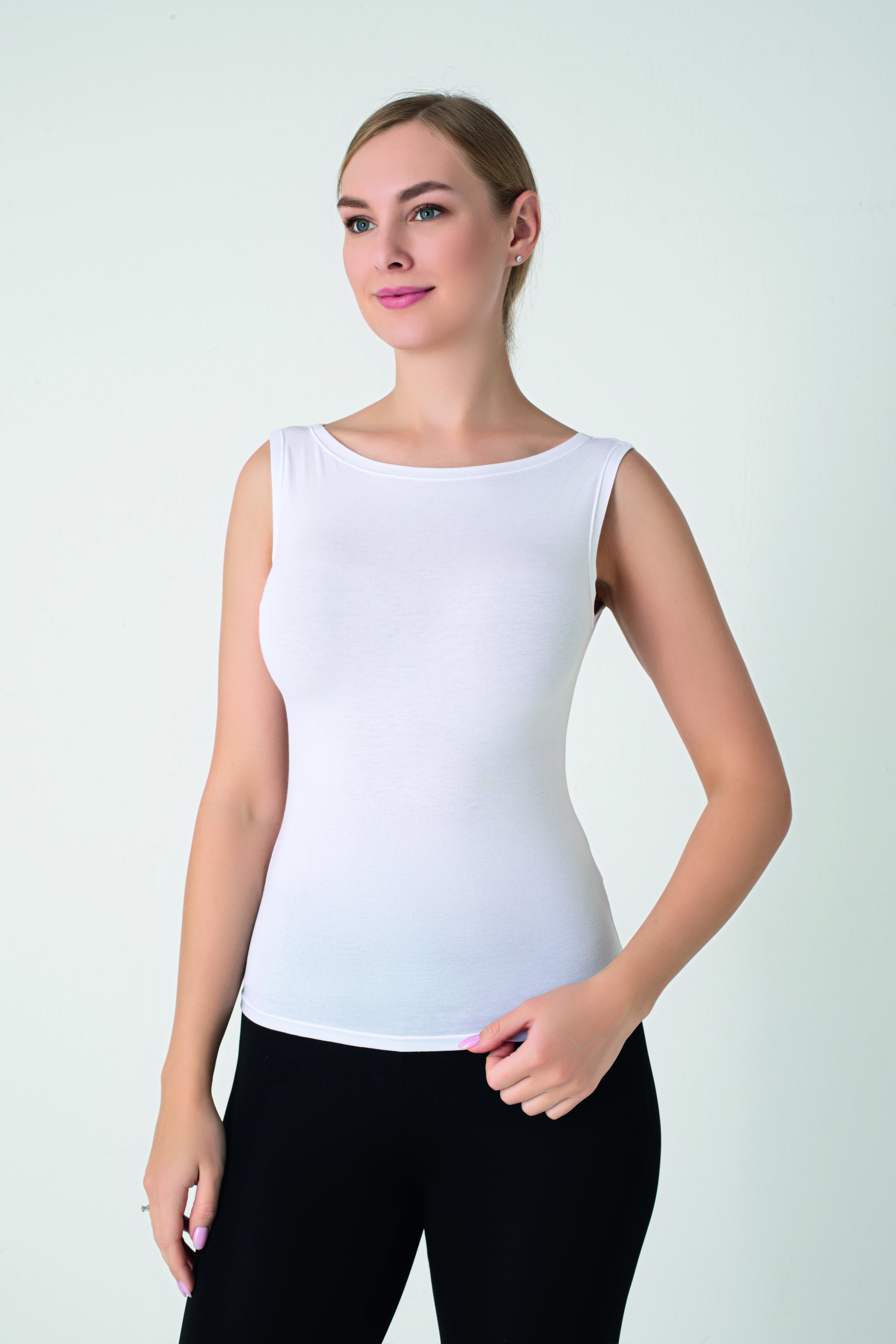 Kadın Modal Çıkma Kol T-shırt C801-031