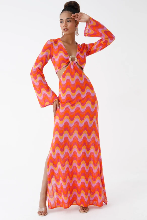 C860-012 KADIN UZUNKOL ELBİSE