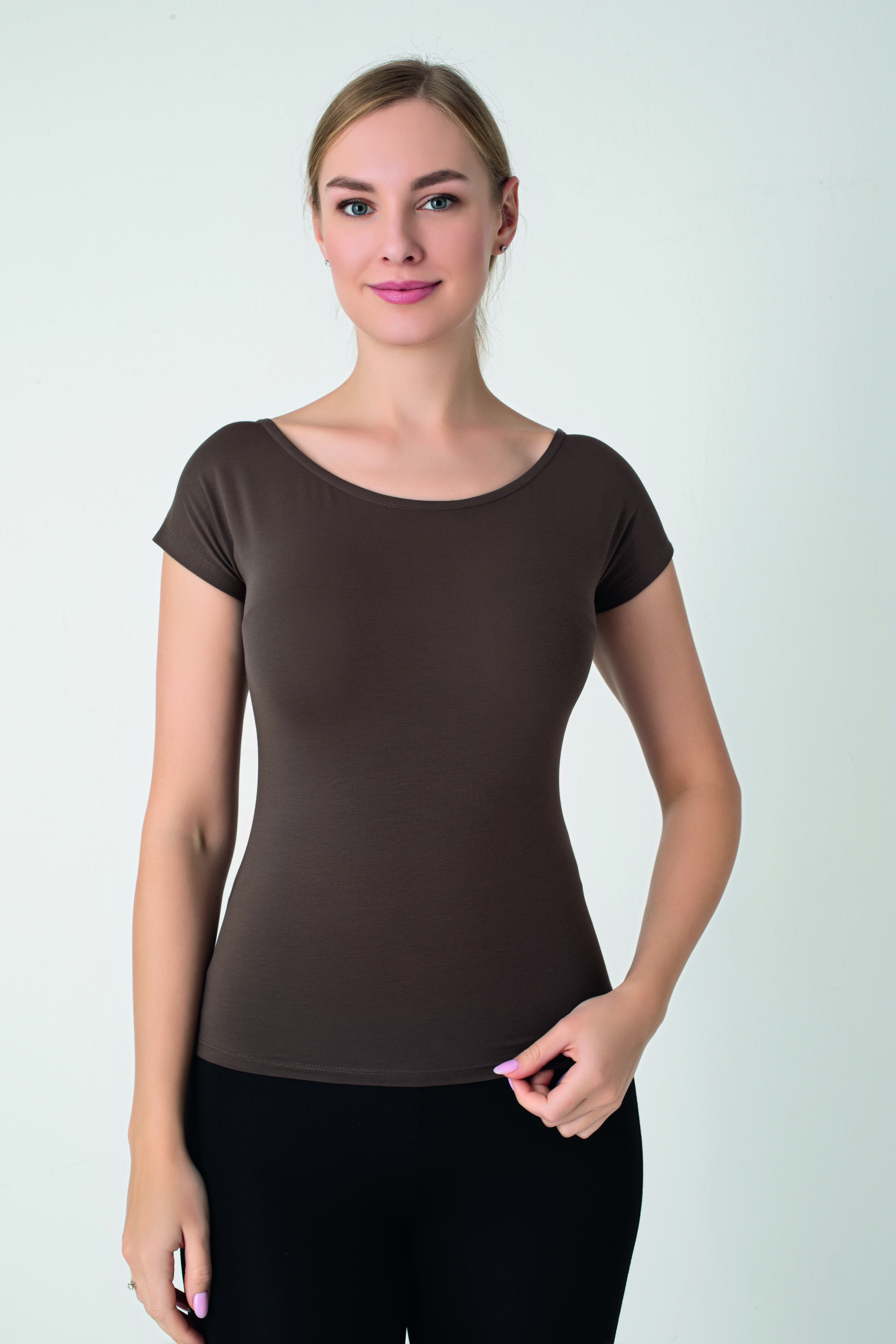 Kadın Modal Çıkma Kol T-shırt C801-031