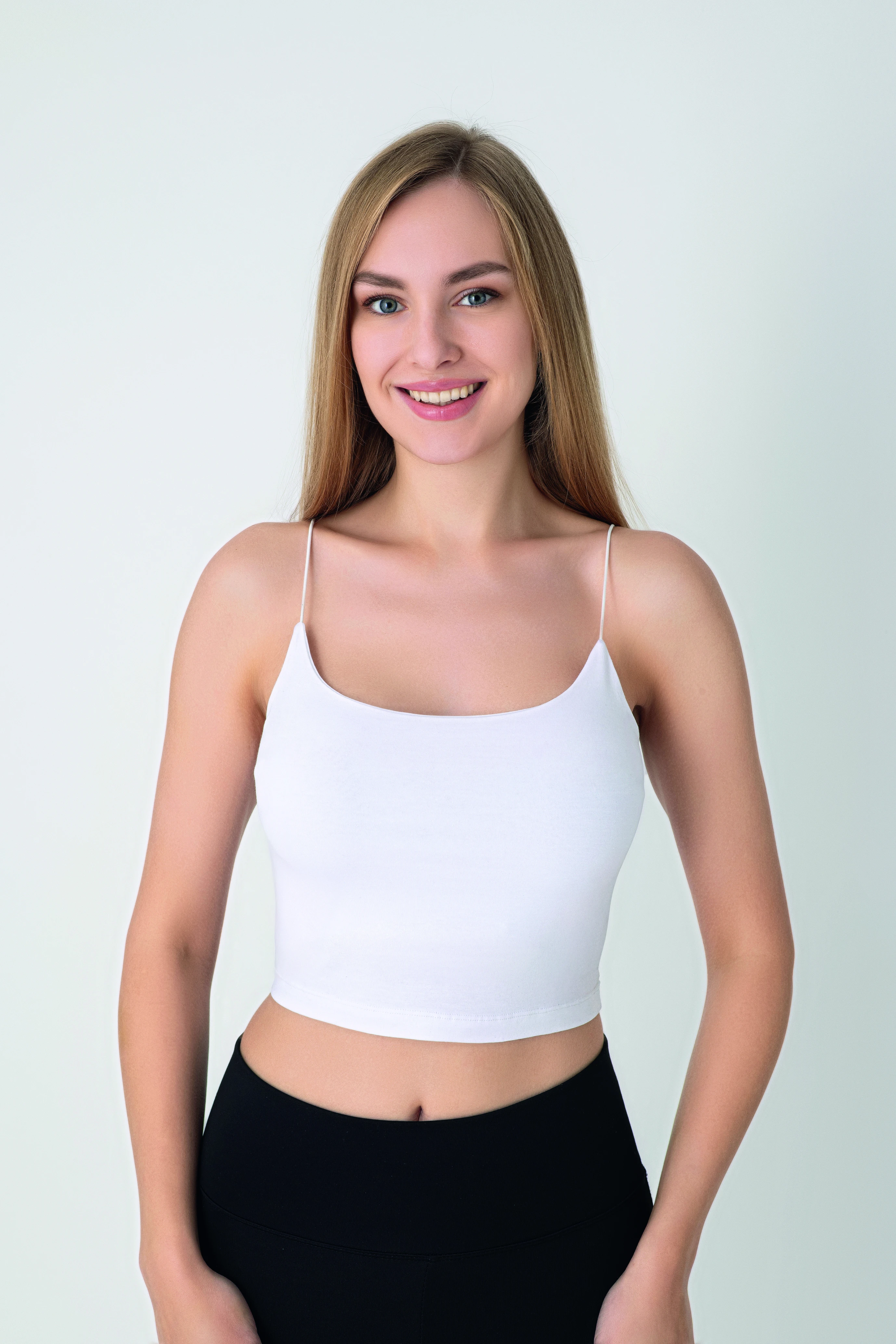 Kadın Modal Spagetti Askılı Krop T-shırt C801-037