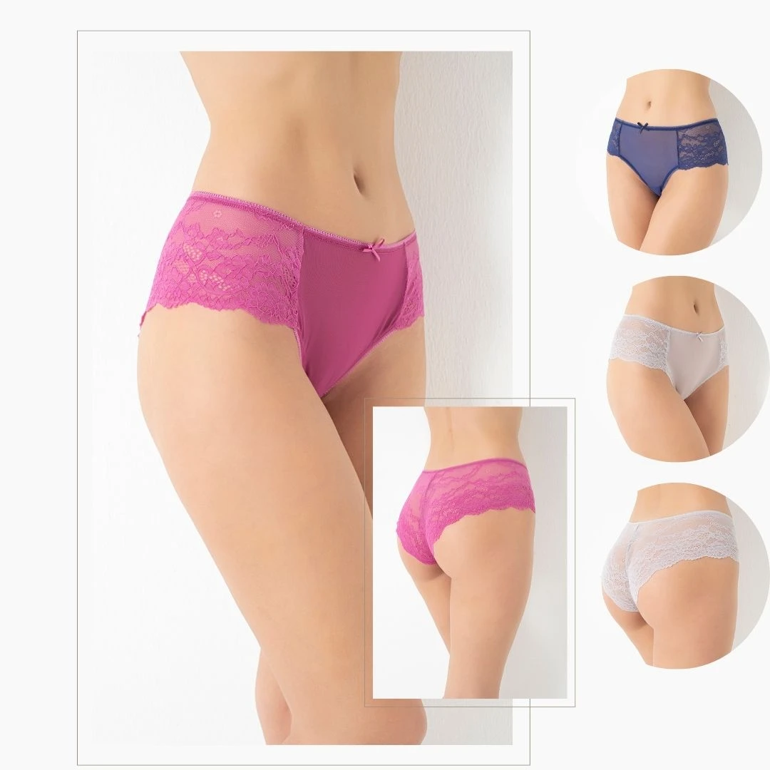 Kadın Dantelli ve Tüllü Külot 4'lü Paket C804-008