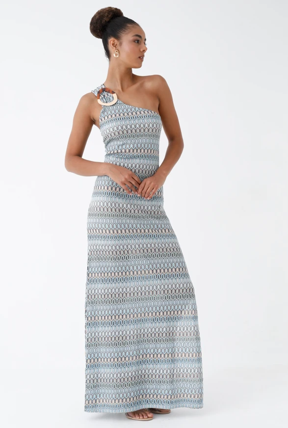 C860-009 KADIN TEK OMUZ ELBİSE