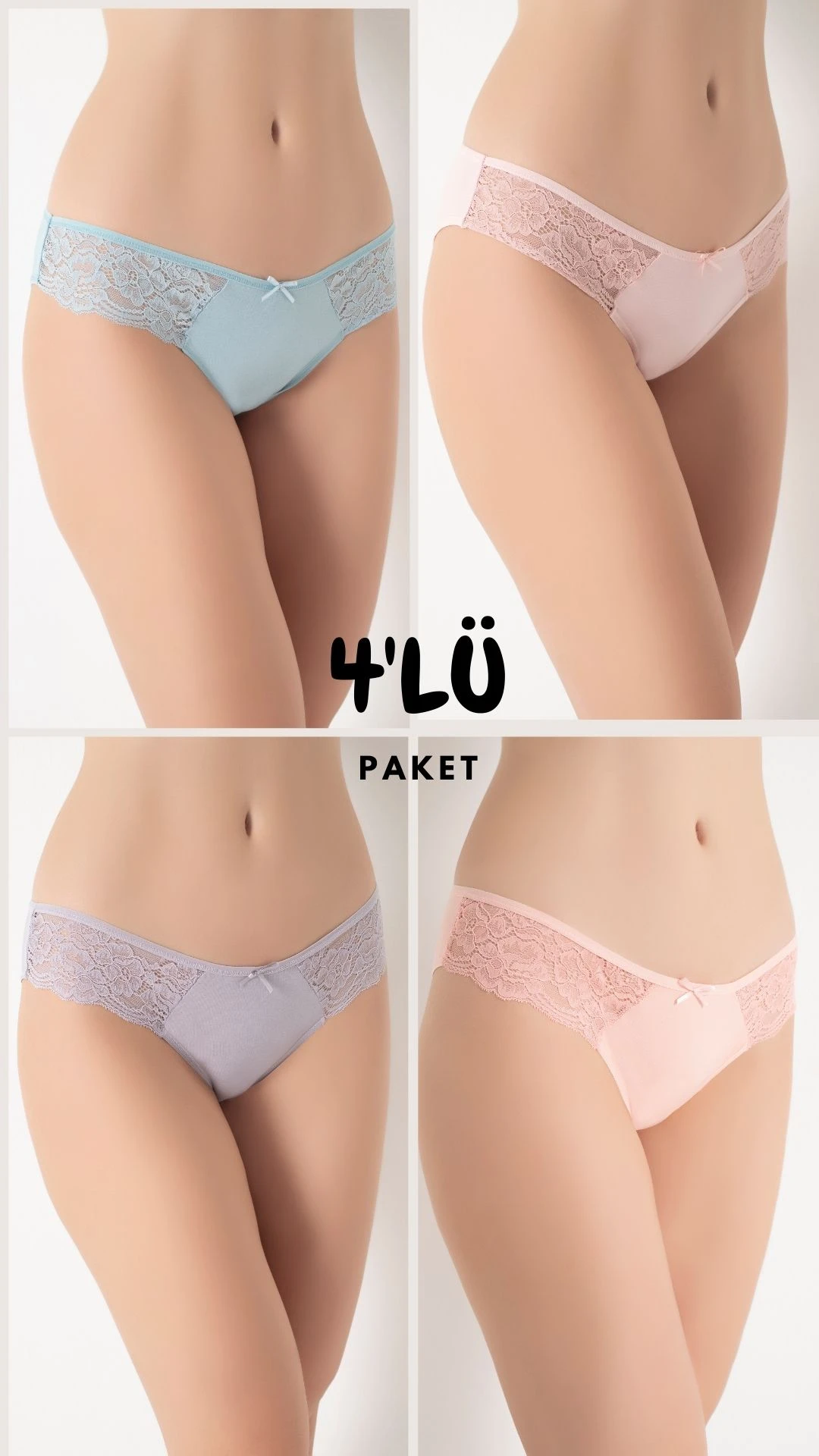 Kadın Dantelli Külot 4'lü Paket C804-003