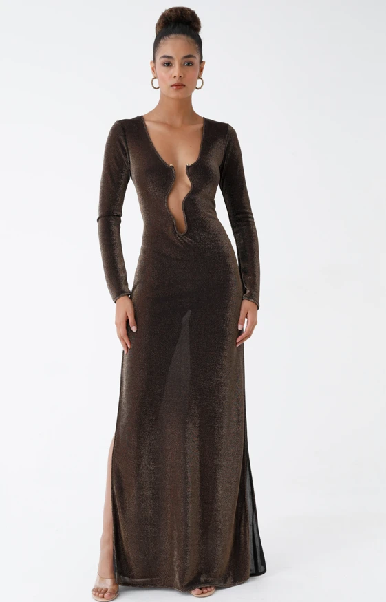 C860-014 KADIN UZUNKOL ELBİSE