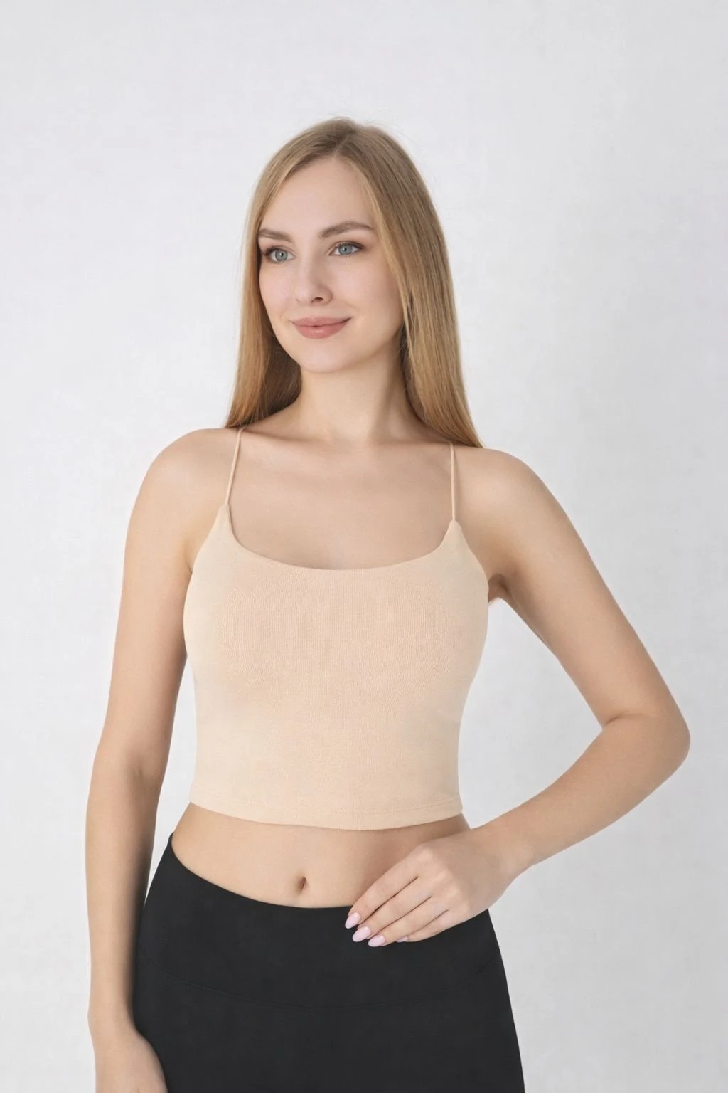 Kadın Modal Spagetti Askılı Krop T-shırt C801-037