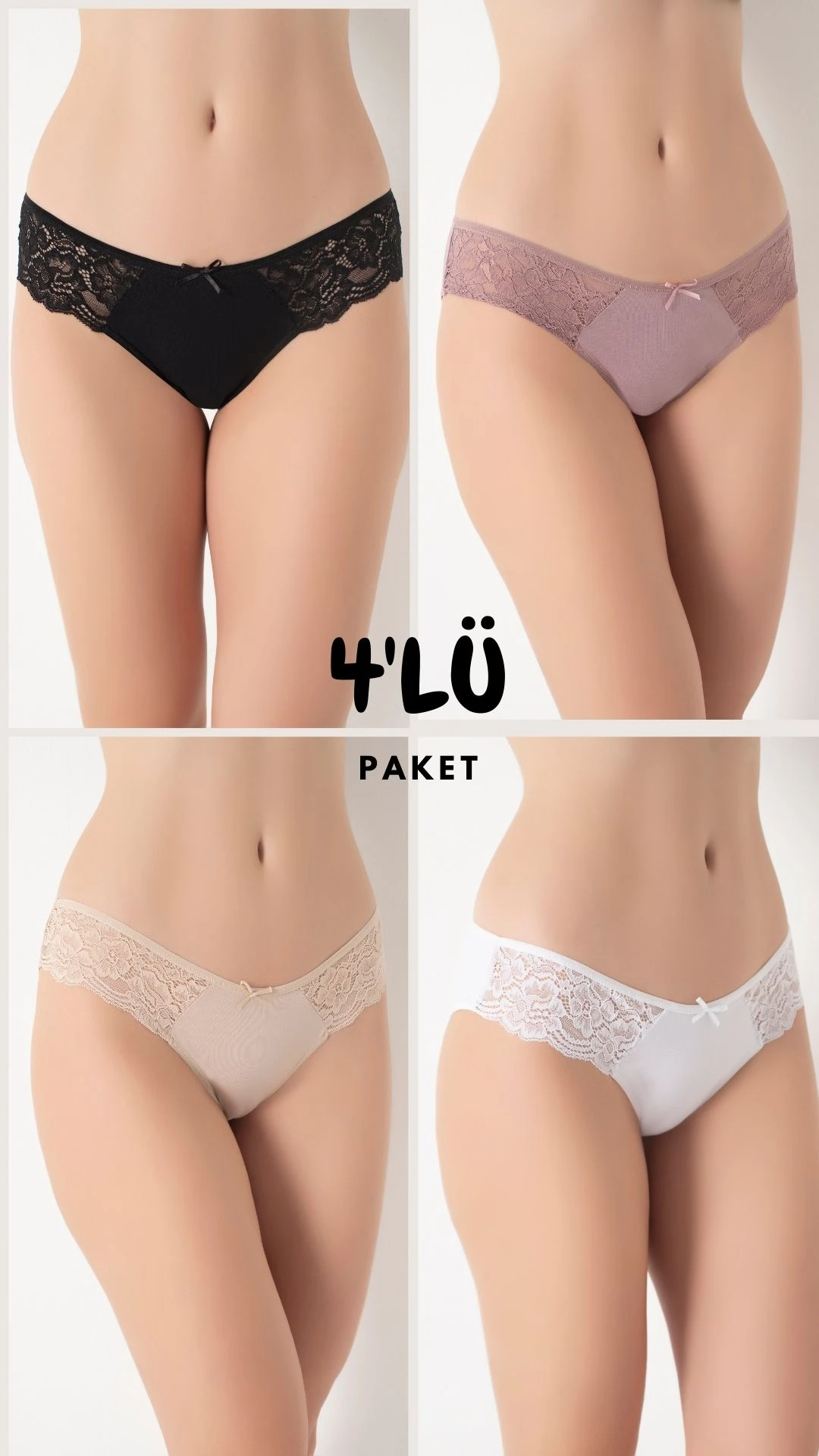 Kadın Dantelli Külot 4'lü Paket C804-003