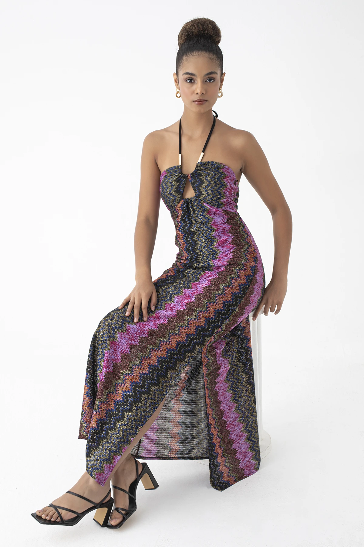 C860-001 KADIN İP ASKILI ELBİSE